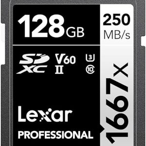 Lexar 128GB Professional 1667x SDXC Memory Card, UHS-II, C10, U3, V60, Full-HD & 4K Video, Up To 250MB/s Read, for Professional Photographer, Videographer, Enthusiast (LSD128CBNA1667)
