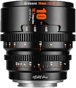 7artisans 10mm/16mm/25mm/35mm/50mm/85mm T2.1 Cine Lens for Sony E Mount APS-C 260° Ultra Long Focus Large Aperture Prime Mirrorless Camera Lens for Portraiture/Street Photography/Humanistic(10mm)